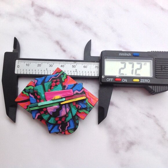 Memphis Milano BROOCH 1980s Style Artisan Handcrafted - Picture 10 of 10